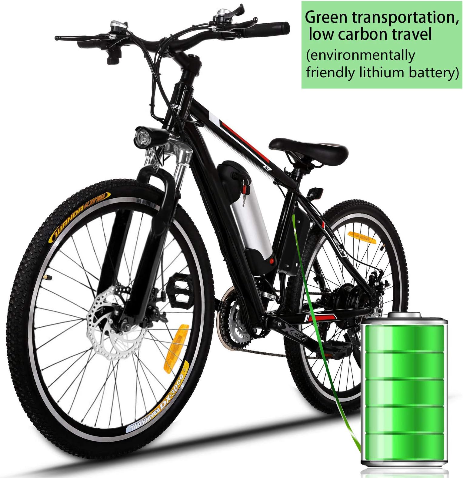 Kepteen 26 inch Electric Mountain Bike, 21 Speed Lithium Battery Aluminum Alloy E-Bike Bicycle for Adult