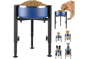 PROERR Single Dog Bowl Stand,Tall Dog Food Stand Adjustable Wide 7-11" Heights 14.5",Metal Elevated PET Bowl Holder Raised Water Feeder for Medium,Large Dog(Bowl Not Included)