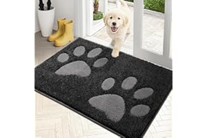 PURRUGS Dirt Trapping Door Mat 24" x 35.5", Non-Skid/Slip Machine Washable Microfiber Entryway Rug, Dog Doormat, Super Absorbent Welcome Mat for Muddy Wet Shoes and Paws, Charcoal