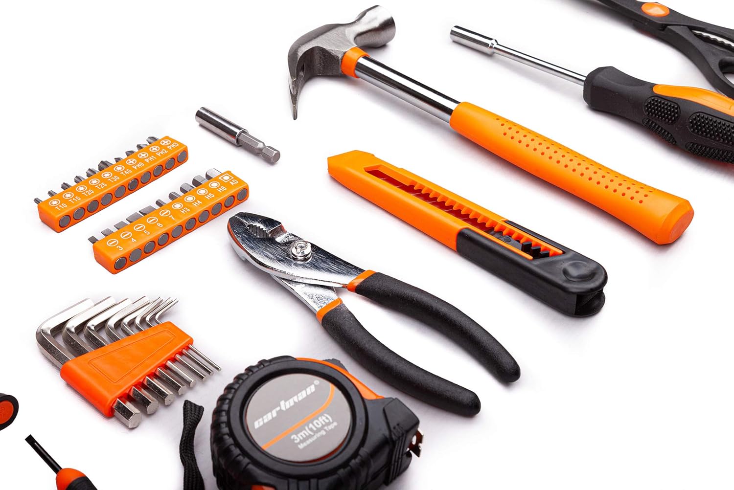 CARTMAN Orange 39-Piece Tool Set - General Household Hand Tool Kit with Plastic Toolbox Storage Case: Automotive