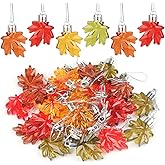 YiYa Acrylic Leaves Ornaments Thanksgiving Plastic Maple Leaf Pendant Small Tree Hanging Ornament for Home Autumn Party Thanksgiving Home Wedding Decor Harvest