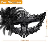 SIQUK Couple Masquerade Masks Black Venetian Party Plastic Rhinestone Halloween view 3
