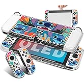 Xcitifun Protective Case Designed for Nintendo Switch OLED 2021 Clear PC&TPU Cases for Girls Boys Kids Cute Kawaii Character Cartoon Compatible with Nintendo Switch OLED 2021 Cover - Clear Stitc