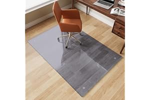 FlyEcho Glass Chair Mat 40" x 60" Heavy Duty Tempered Glass Office Chair Mat, Glass Floor Mat with Round Corner and Polished Edge for Smooth Glide, Carpet Hardwood Floor Protector, Grey