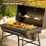 VonHaus Charcoal BBQ XL Portable Barrel Grill with Warming Rack & Temperature view 4