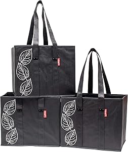 Planet E Reusable Grocery Shopping Bags Insulated Cooler Crates with Reinforced Bottoms (Pack of 3)