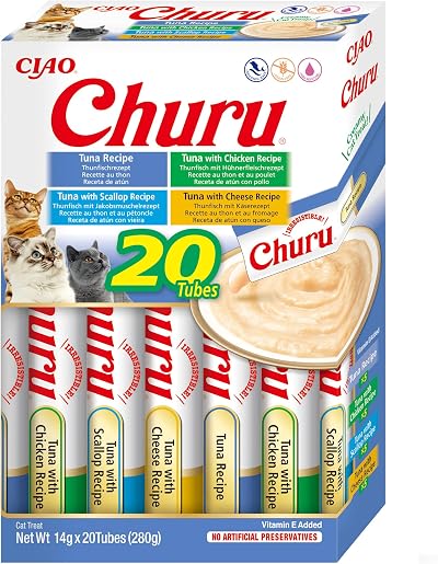INABA Churu Cat Treat Tuna Variety Box 1 Pack 20 x 14g Soft & Creamy