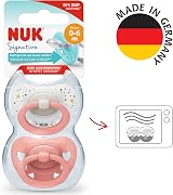 NUK Signature Baby Dummy 0-6 Months Pink Hearts 2 Count with Case view 6