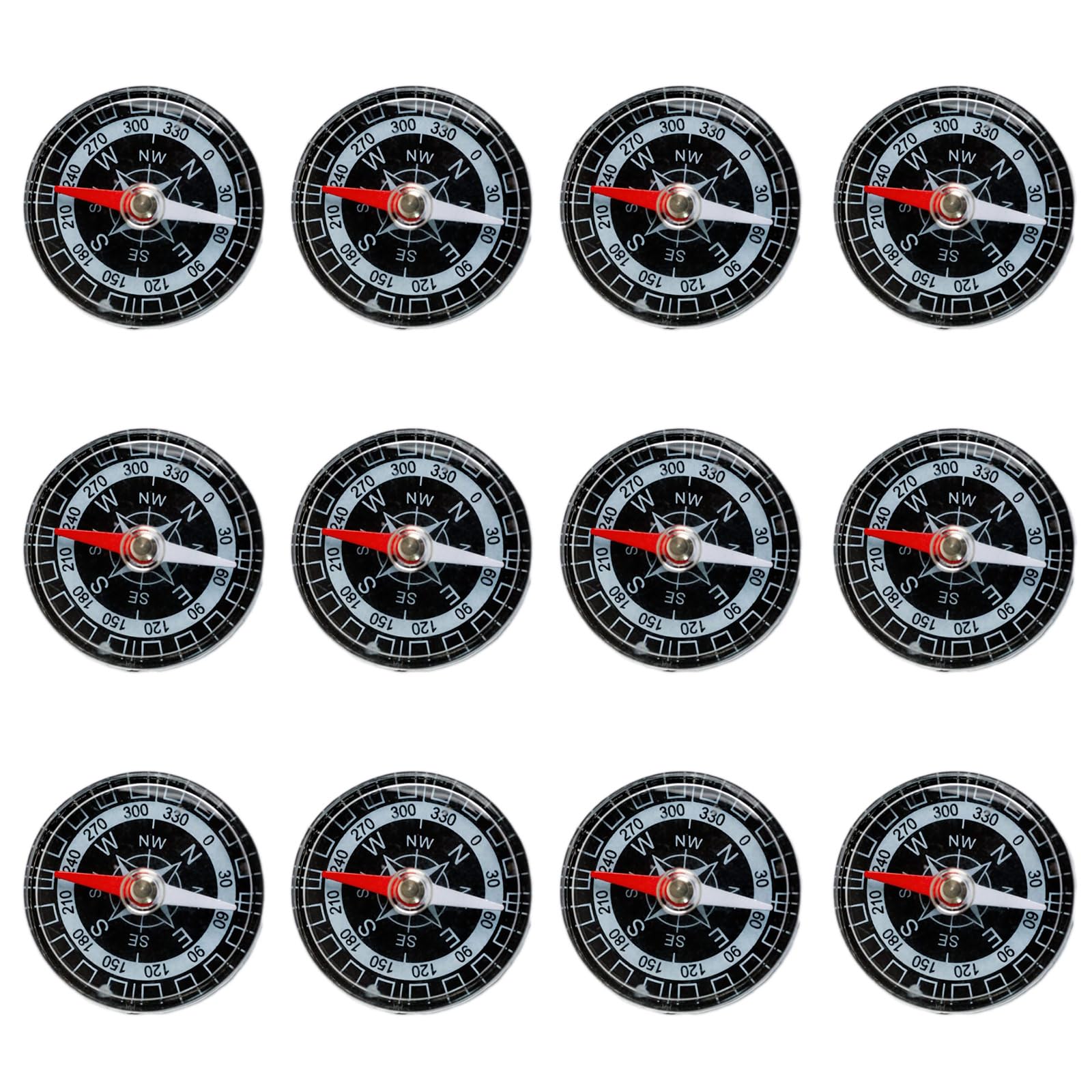 12 Pack Mini Button Compass – Compact Magnetic Direction Finder for Hiking, Camping, Scouting & Outdoor Navigation – Bulk Set for Groups & Expeditions