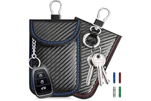 WHonor 2 Pack Faraday Pouch for Key Fob, RFID Signal Blocking Bag, Car Key Fob Protector, Anti-Theft Shielding Case Blocker (Red+blue)