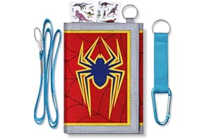 TATAANTY Kids Wallet for Boys, Boys Wallet for Kids 6-8, Spider Wallet for Boys with Zippered Coin Pocket and Card Holders， Trifold Boys Wallet Christmas Gift