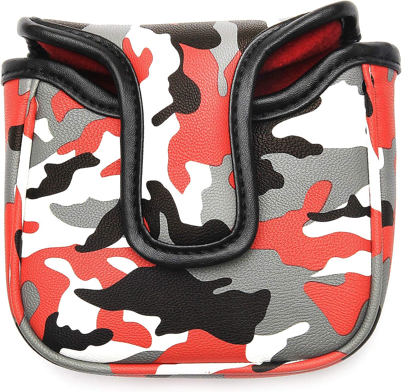 SHABIER Unisex Golf Headcover Flag Pattern Half Golf Putter Headcover White Golf Clubs Putter Head Cover (Square red)