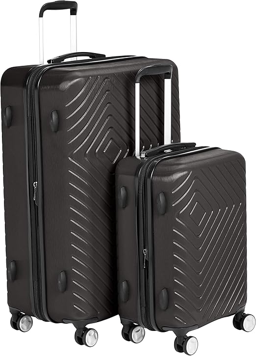 AmazonBasics 2 Piece Geometric Hard Shell Expandable Luggage Spinner Suitcase Set