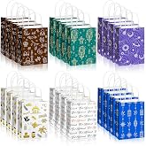Epakh 24 Pcs Eid Mubarak Paper Gift Bags with Handle Ramadan Goodies Bags Moon Stars Lantern Ramadan Kareem for Islamic Muslim Party Favor Al Fitr Party