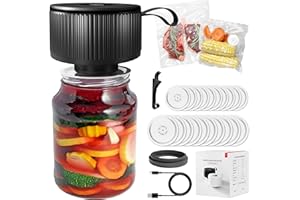 FUTESI Mason Jar Vacuum Sealer Kit,Auto Stop jar vacuum sealer for mason jars,Portable kitchen Food Storage and Canning,Includes 20 Jar Lids,with Led Screen