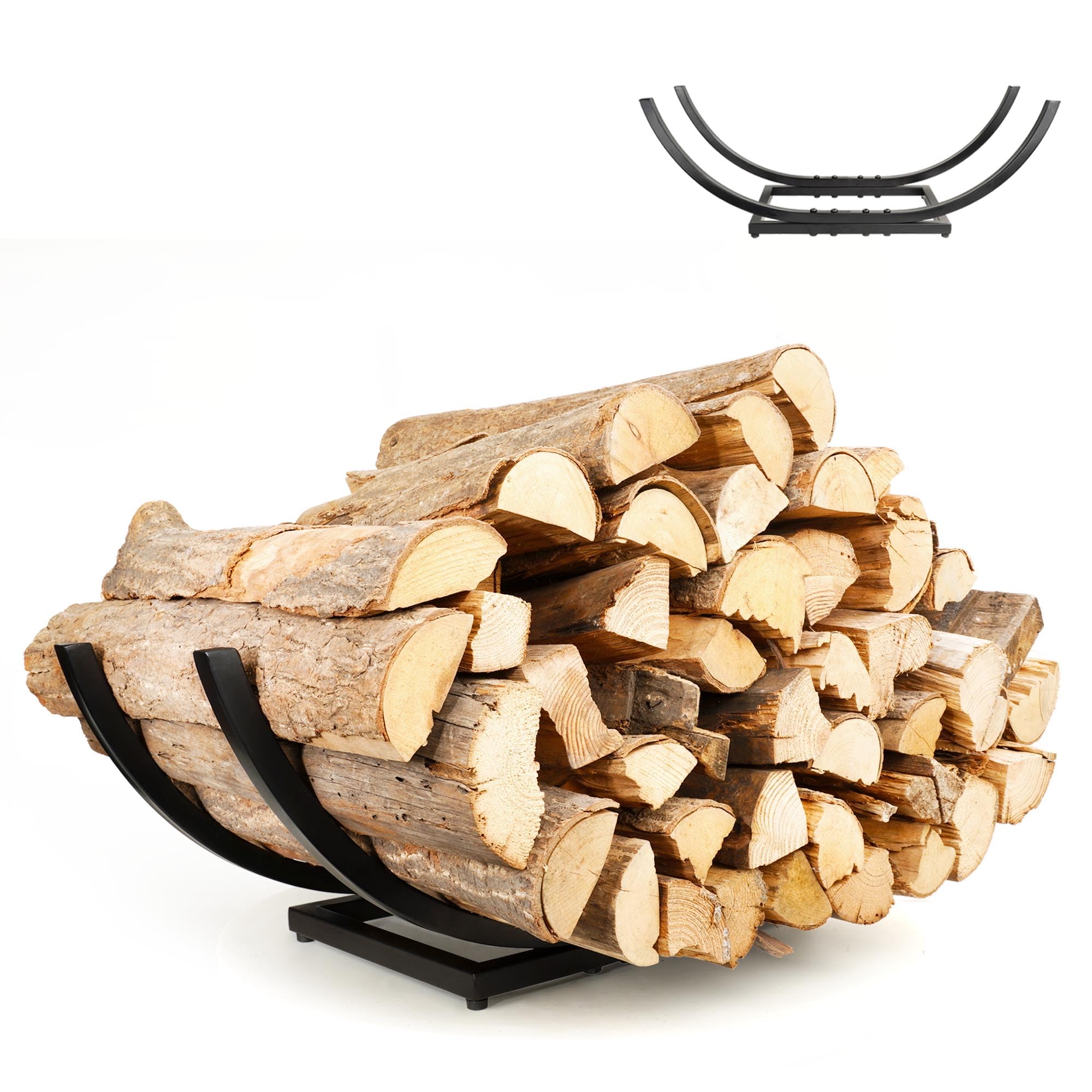 Photo 1 of Qiang Ni Fireplace Wood Holder: 30 Inch Firewood Storage Shelves for Yard Patio Garden - Indoor Curved Log Wood Rack for Firewood