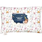 Toddler Pillow with Pillowcase, 13x18 My Little Dreamy Pillow (Forestland) | Kids Travel Bed Pillow for Sleep, Organic Cotton Small Pillowcase, Soft, Breathable, Machine Washable, Toddlers 2-5 years