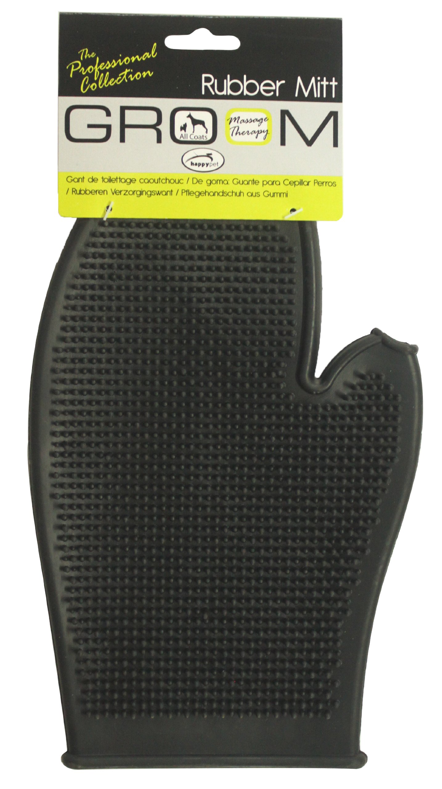 Happy Pet Rubber Mitt Ergonomic Design Removes Tangles & Knots Pet Grooming Accessory for All Dog Breeds - Medium