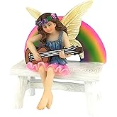 Megan The Rainbow Fairy with Rainbow Bench – a Miniature Fairy Figurine for Your Fairy Garden by GlitZGlam