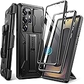 TONGATE for Samsung Galaxy S25 Ultra Case, [Built-in Slide Camera Cover & Screen Protector] [2 Front Frames] Full-Body Heavy Duty Shockproof S25 Ultra Phone Case with Stand & Belt Clip Holster, Black
