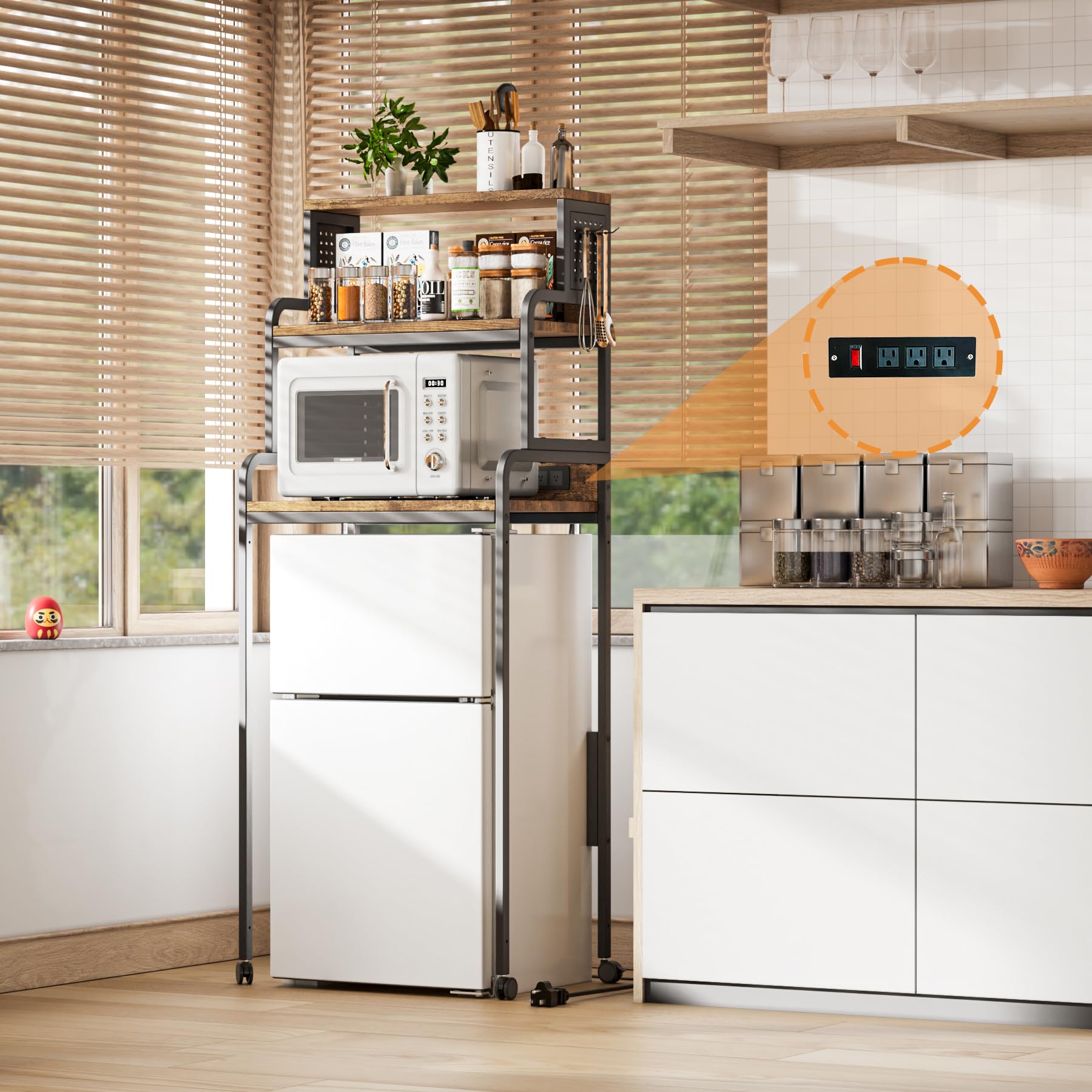 COCOLUCKY 4-Tier Mini Fridge Stand with Storage,Mini Fridge Cabinet ...