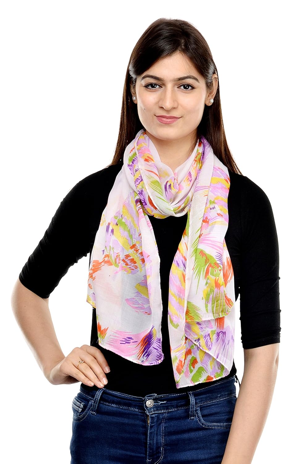 weavers villa animal print design summer cotton scarf, dupatta, stoles (feather 2)