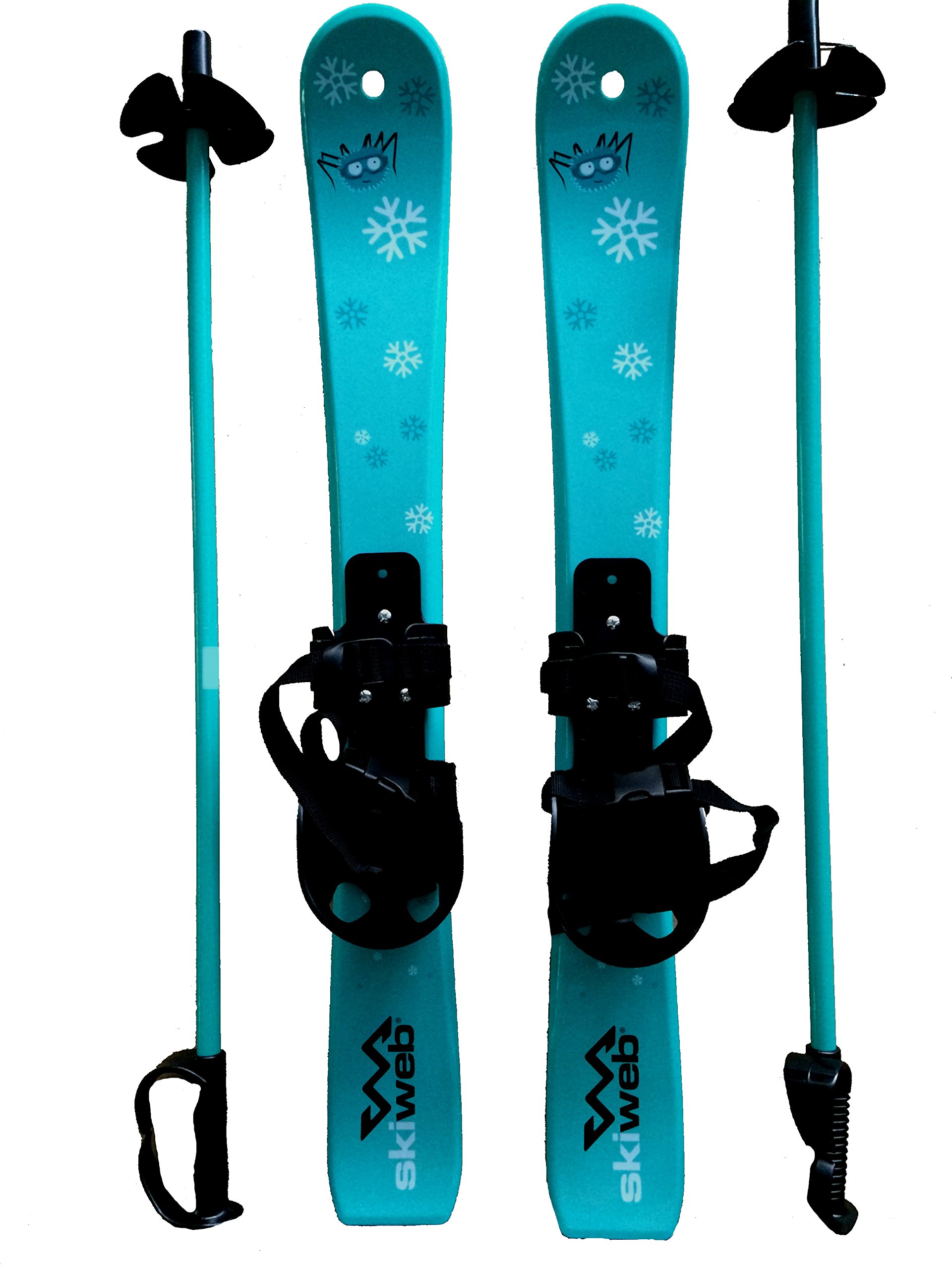 Kids First Plastic Snow Skis & Poles Age 2-4 with Bindings - Fun Beginner Skis 90cm