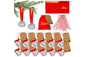 TANTOPALE 12Pcs Christmas Believe Bell Ornaments, Polar Express Bell, Christmas Jingle Bell Tree Decoration for Kids & Adults (12)
