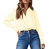 OMSJ Women’s Striped Button Down Shirts Casual Long Sleeve Stylish Collared Office Work Blouses Tops
