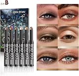 HQDA 6PCS Eyeshadow Stick Set Shimmer Metallic Waterproof Long Lasting view 2