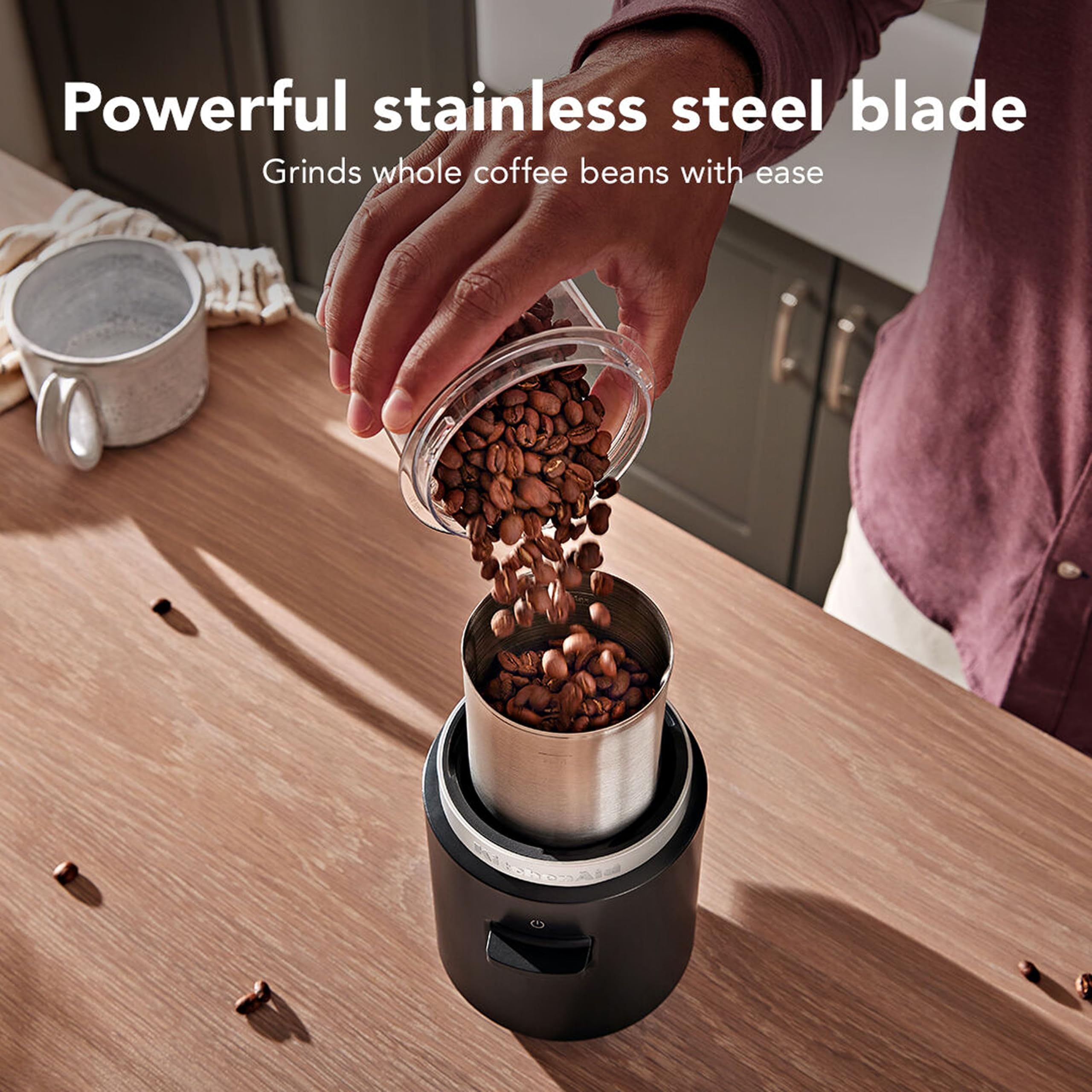 KitchenAid Kabellose Kaffeemühle - Go Cordless - 113-g-Bohnenbehälter - Reicht für 12 Tassen - Edelstahlklingen - Ohne Akku - Schwarz 3