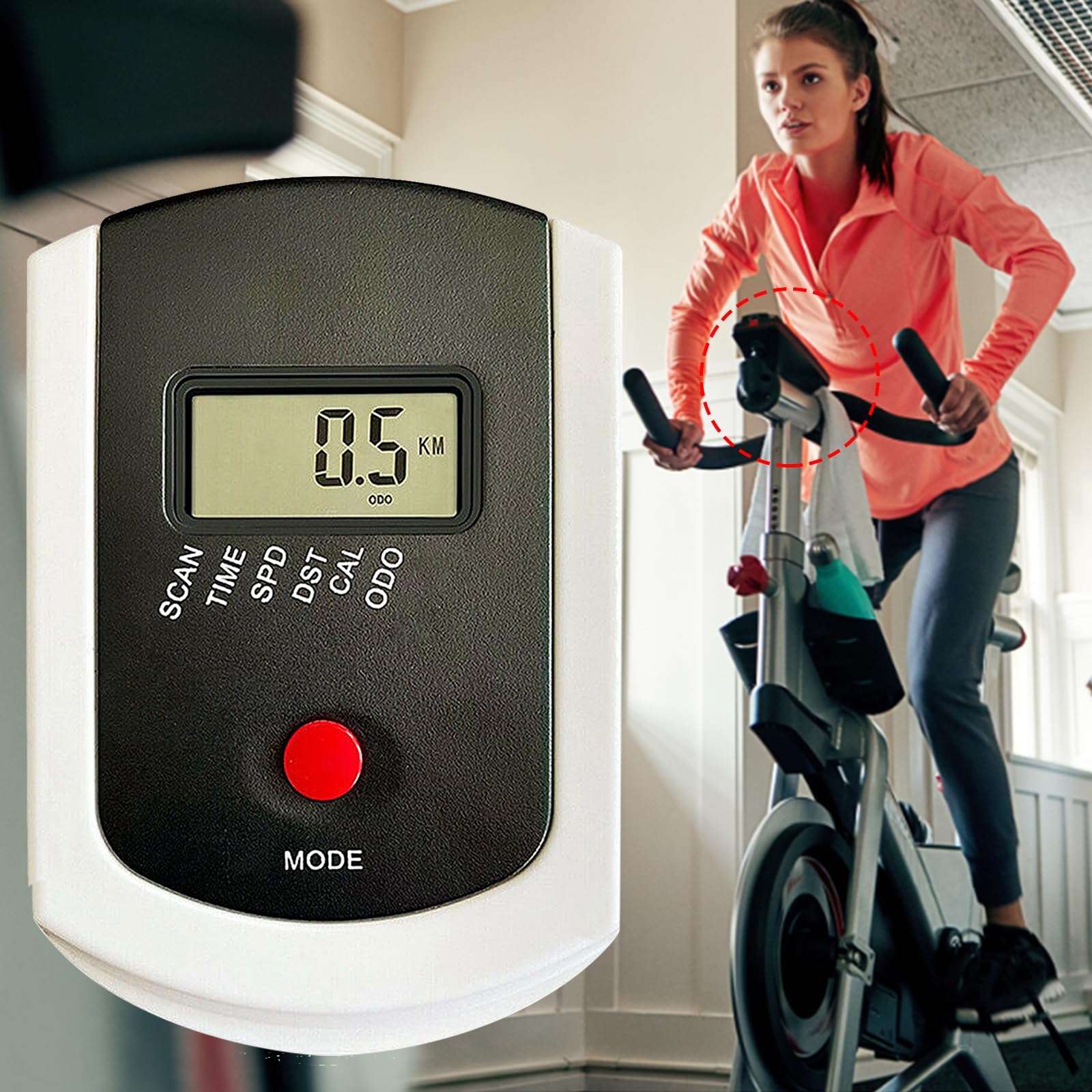 LCD Monitor Speedometer for Stationary Bikes, Exercise Bike Computer Indoor Monitor with TIME, SPD, DST, CAL Function, Replacement Parts Cycle Analytical Instrument Counter for Bike Sport Bikes (A)