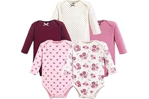 Hudson Baby baby-girls Cotton Long-sleeve Bodysuits 5-pack