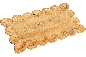 Creative Co-Op Scalloped Mango Wood Tray, Natural