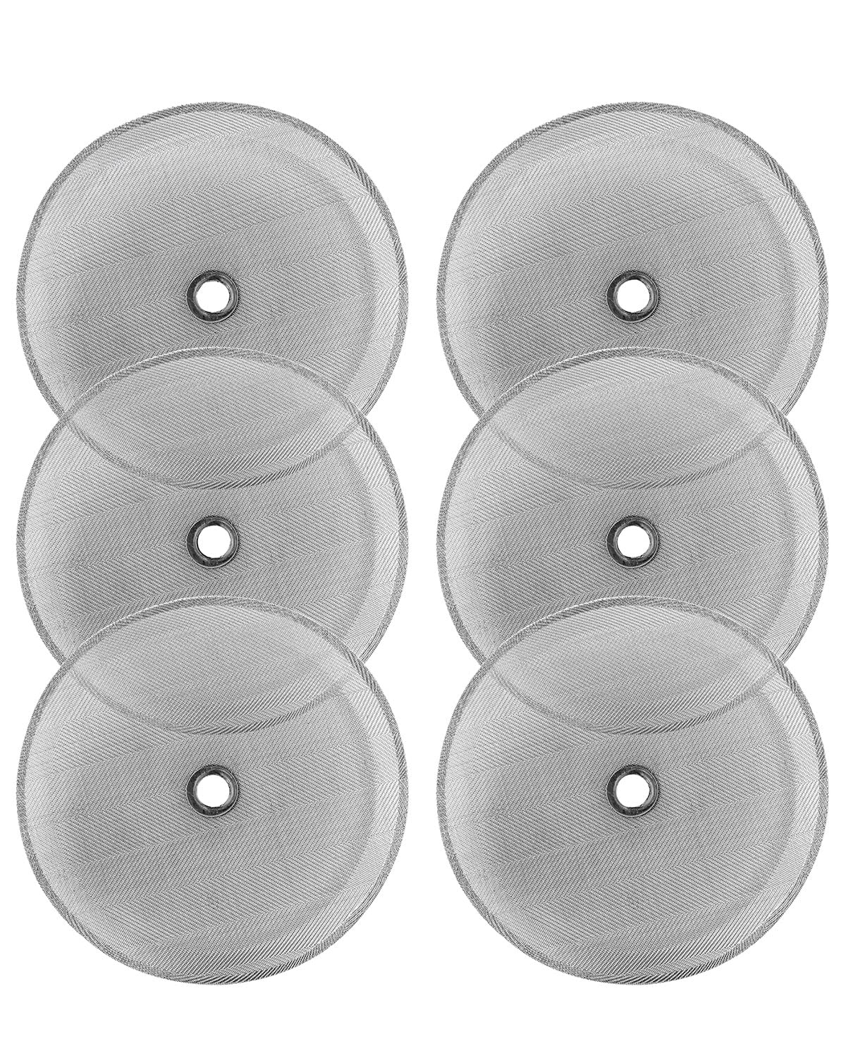 Sivaphe 6 Pack French Press Replacement Filter Screen for Universal 1000 ml / 34 oz / 8 Cup French Press Coffee Makers, Reusable Stainless Steel Mesh Filters, Includes Metal Center Ring(34 oz)