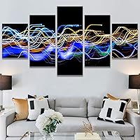 SIGNWIN 5 Panel Canvas Wall Art Modern Art Abstract Closeup Geometric Lights Mixed Media Modern Multicolor for Home Decorations Ready to Hang - 60