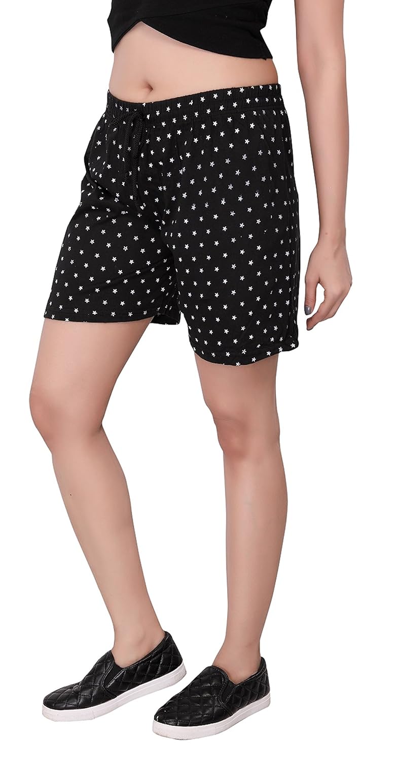 bfly women's printed cotton hosiery shorts-pack of 2 (wshortscombo-1-6)
