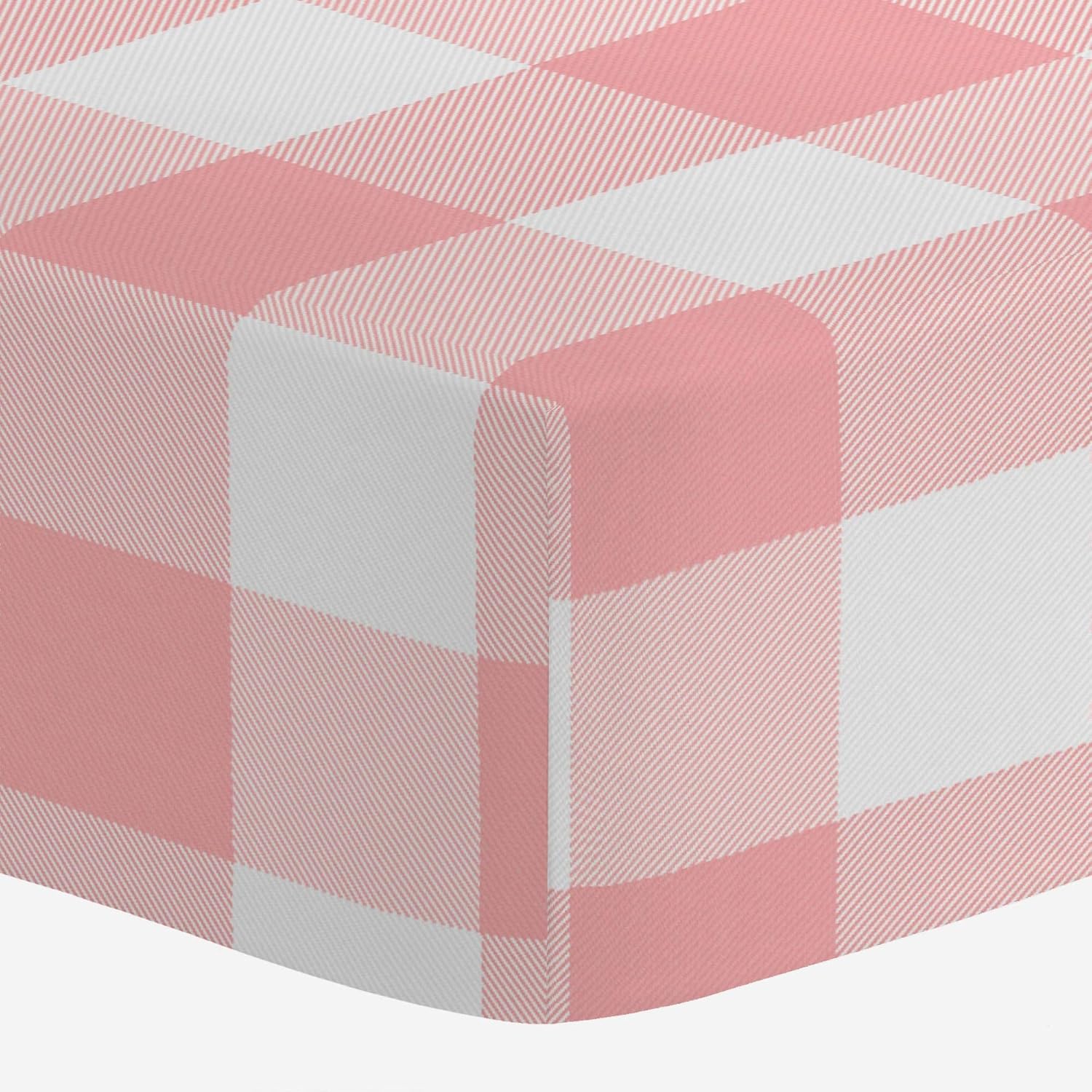 pink buffalo check crib sheet