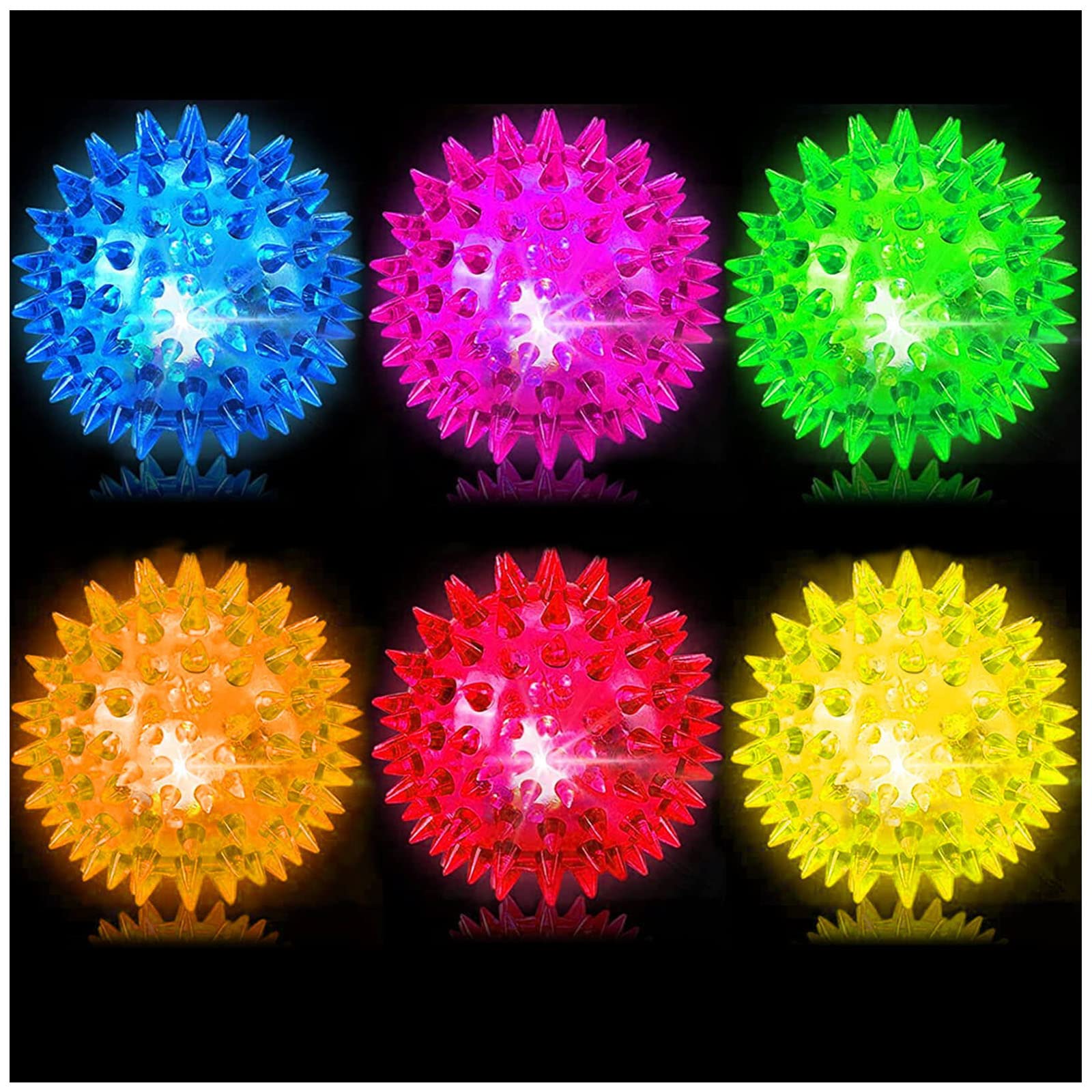 Photo 1 of Bouncy  Ball for Kids - LED Flashing Spiky Sensory Toys for Kids with Autism Stress Balls for Toddlers 1-3 Fidget Toys Sensory Balls Glow in The Dark for Novelty Noisemaker Toys for Parties