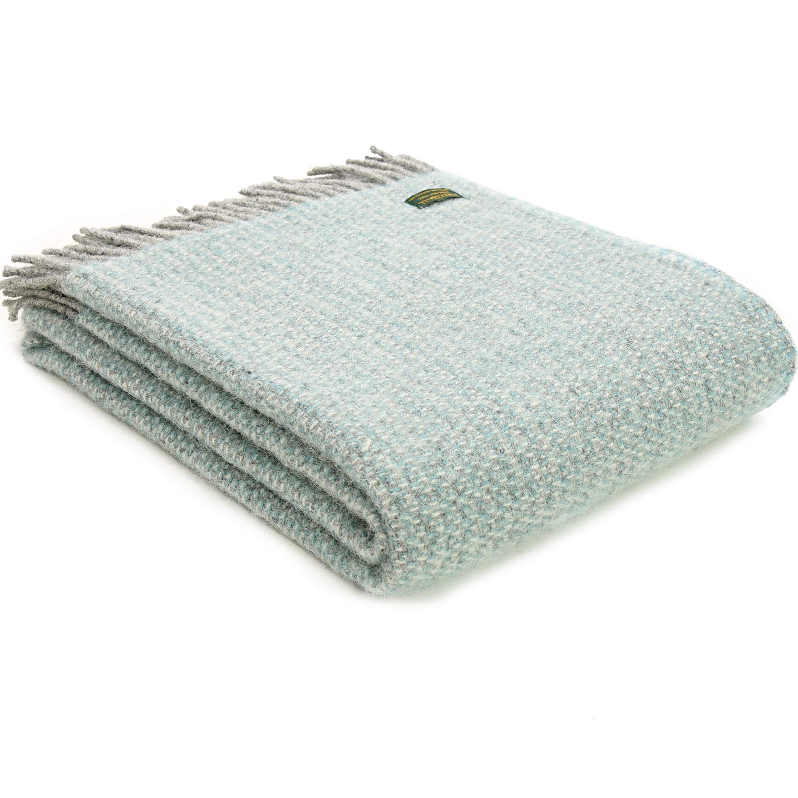 Tweedmill Textiles Illusion KNEE RUG Throw Blanket -100% Pure New Wool - BRITISH MADE - SPEARMINT and GREY
