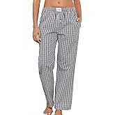 Viakeo Womens Pajama Pants Cotton Plaid Lounge Pants Y2K Pj Bottoms Drawstring Sleepwear With Pockets S-3XL