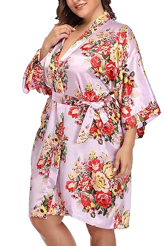 Nightwear Plus Satin Robe ABC-STAR Women's Plus Size Satin Robes