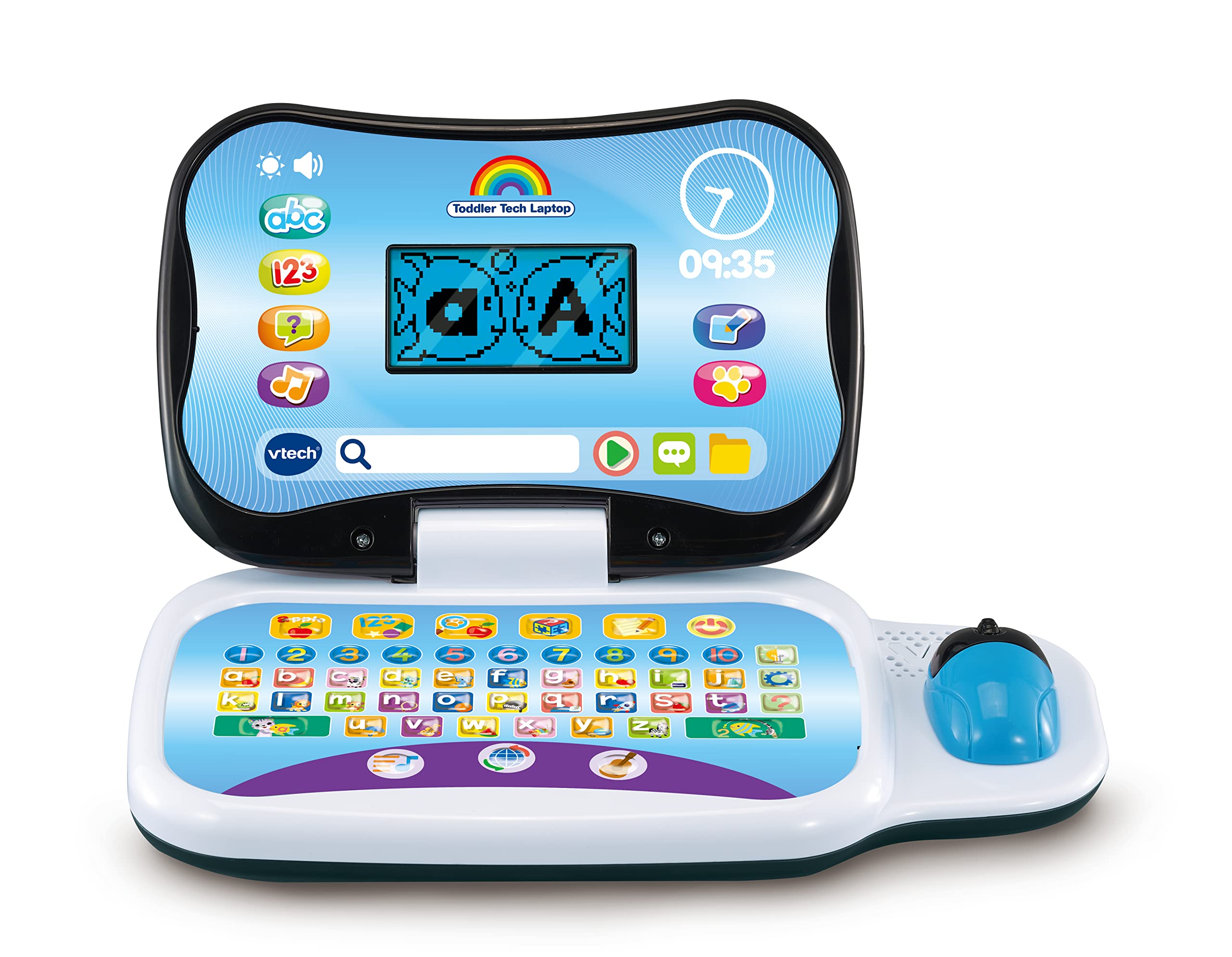 VTech Toddler Tech Laptop, Interactive Educational Computer Toy, 20 Games for Pre-School Children, Learn Alphabet, Letters, Shapes, Numbers, Music & French, Kids Age 2, 3, 4 + Years, English Version