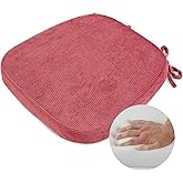 Glyzia 2.5" Thick Chair Cushions for Dining Chair, Corduroy High Density Foam Kitchen Chair Pads, U Shaped Indoor Seat Cushions with Ties & Non-Slip Backing, Washable Cover, 17''x16.5'', Pink