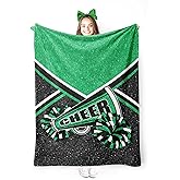 Batorkpl Cheerleader Blanket for Girls Women, Cheerleading Gifts for Team, Cheer Gifts for Cheerleaders (Green,50x60 in)