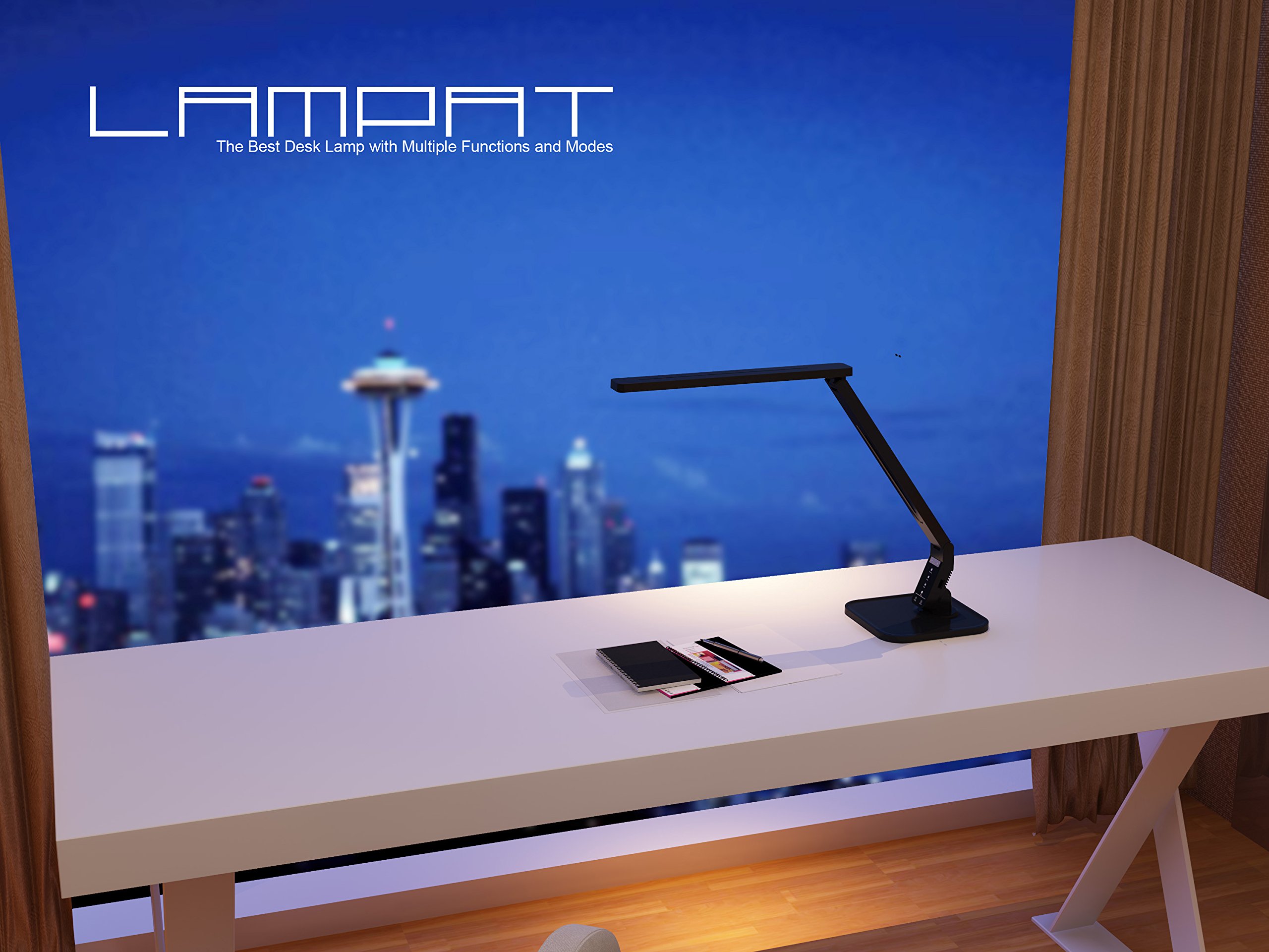 Lampat LED Desk Lamp, Dimmable LED Table Lamp Black, 4 Lighting Modes