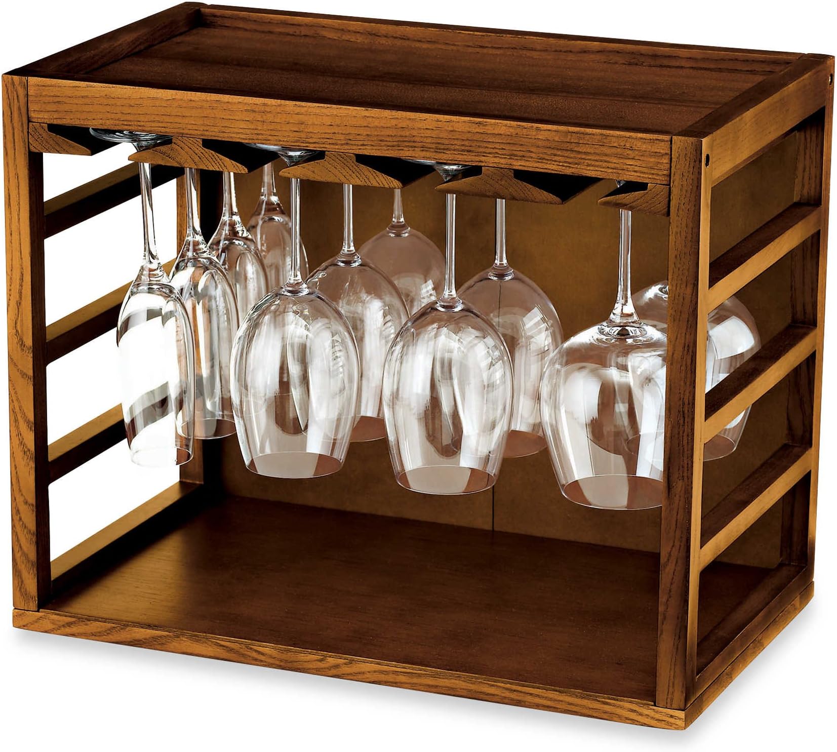 Cube-Stack Wine Glass Rack -Walnut Stain by Wine Enthusiast