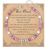 JoycuFF 𝗚𝗶𝗳𝘁𝘀 𝗳𝗼𝗿 𝗪𝗼𝗺𝗲𝗻 𝗠𝗼𝗼𝗻𝘀𝘁𝗼𝗻𝗲 𝗕𝗿𝗮𝗰𝗲𝗹𝗲𝘁 Amazonite Colorful Imperial Jasper Stainless Steel Beads Bracelets, Valentines Mothers Day Birthday Christmas Graduation Gifts