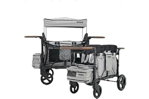 Keenz XC+ EVO - Luxury Comfort Stroller Wagon | Foldable 4 Passenger with Adjustable Canopy | Grey