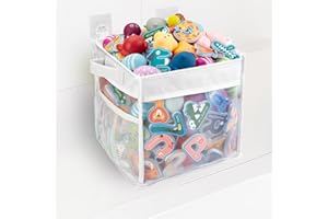 ZIFTY Large Bath Toy Organizer Bathtub Toy Storage Organizer Quick Drying Bath Toy Holder for Bathtub Wide Opening and Large Capacity Wall-Mounted Toddler Bath Gift